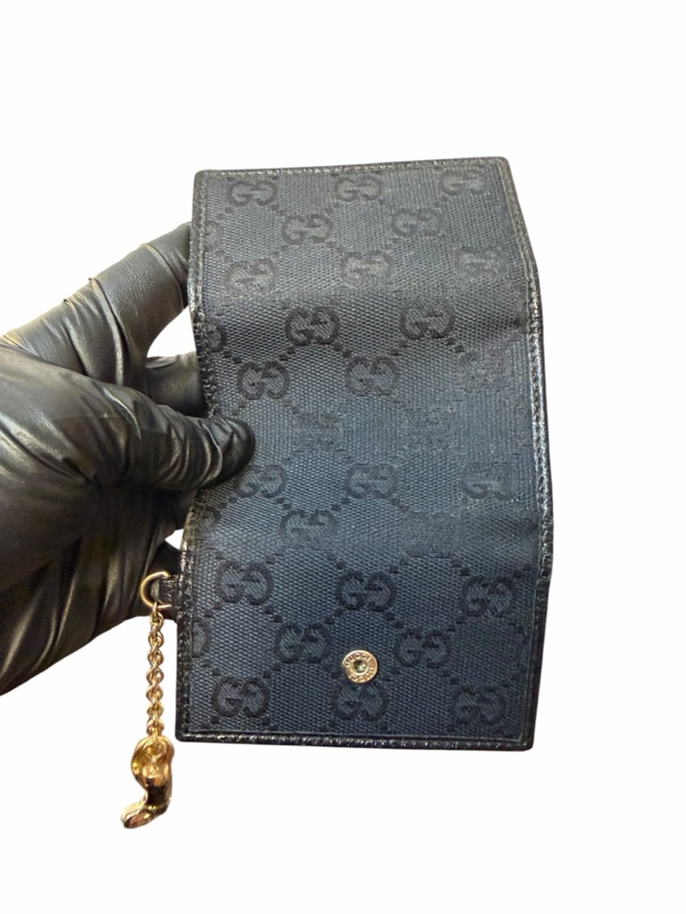 Vintage Gucci GG Monogram Black Canvas Key Case With Boot Charm (A245) - Picture 7 of 10